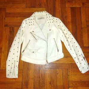 Great condition!!!women Studs ivory white biker jacket